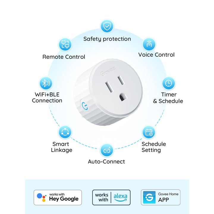 Govee Smart Plug, WiFi Plugs Work with Alexa & Google Assistant, Smart Outlet with Timer & Group Controller, WiFi Outlet for Home, No Hub Required, ETL & FCC Certified, 2.4G WiFi Only, 4 Pack - DOKUTRONIX