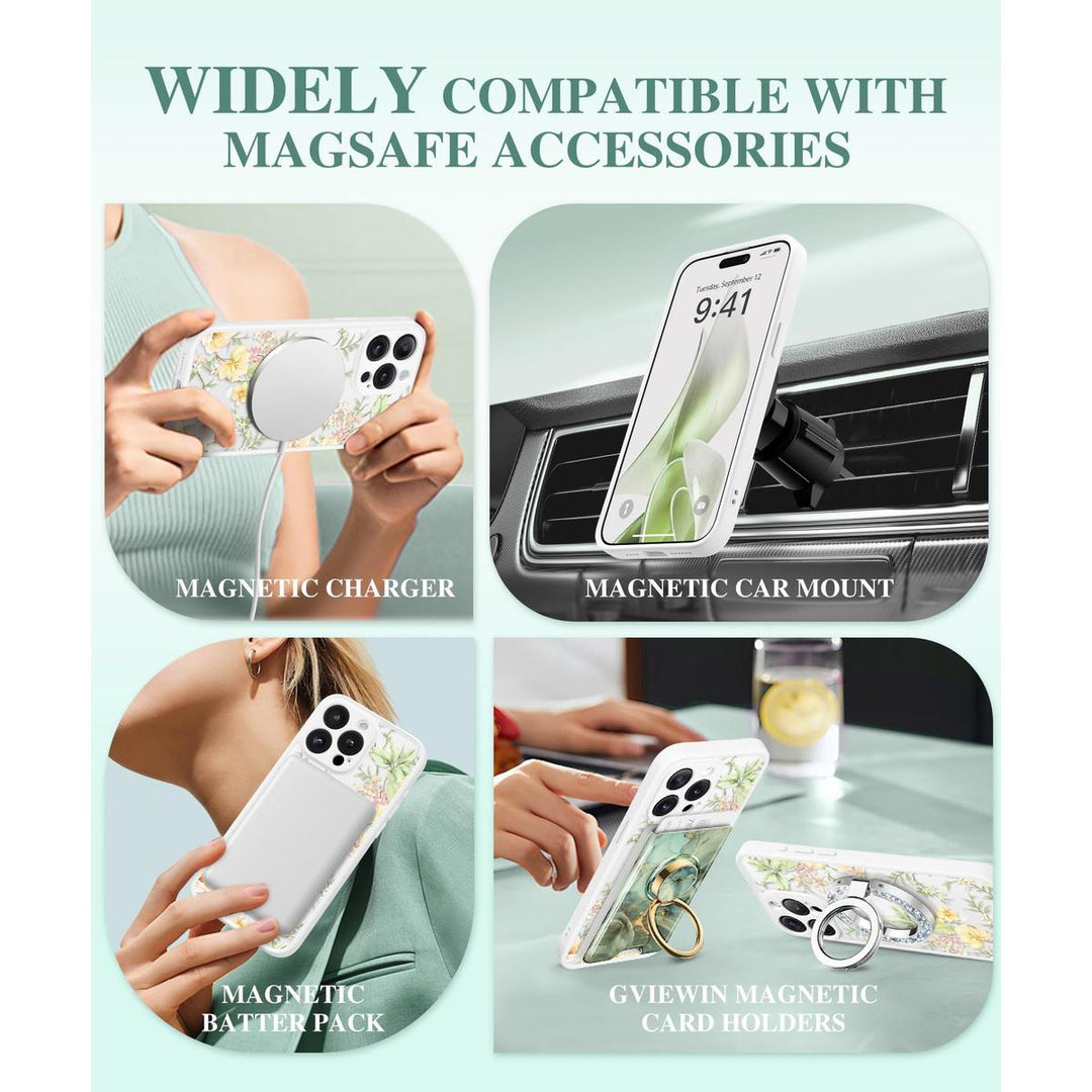 GVIEWIN Floral MagCase for iPhone 15 Pro Max - DOKUTRONIX