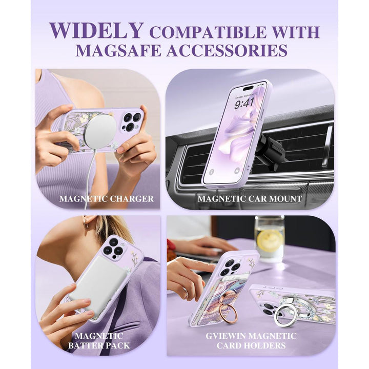 GVIEWIN Floral MagCase for iPhone 15 Pro Max - DOKUTRONIX