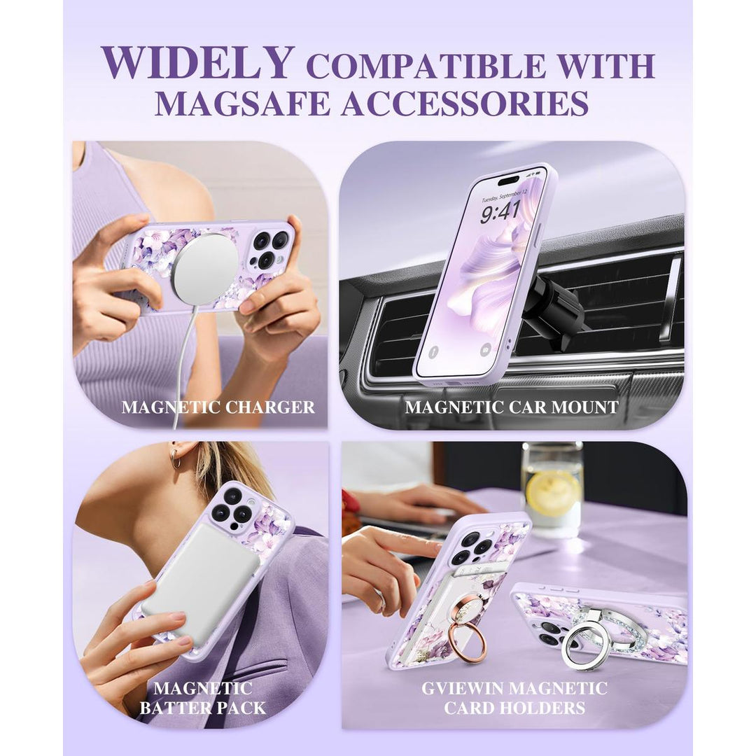 GVIEWIN Floral MagCase for iPhone 15 Pro Max - DOKUTRONIX