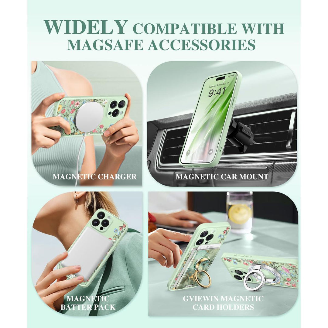 GVIEWIN Floral MagCase for iPhone 15 Pro Max - DOKUTRONIX