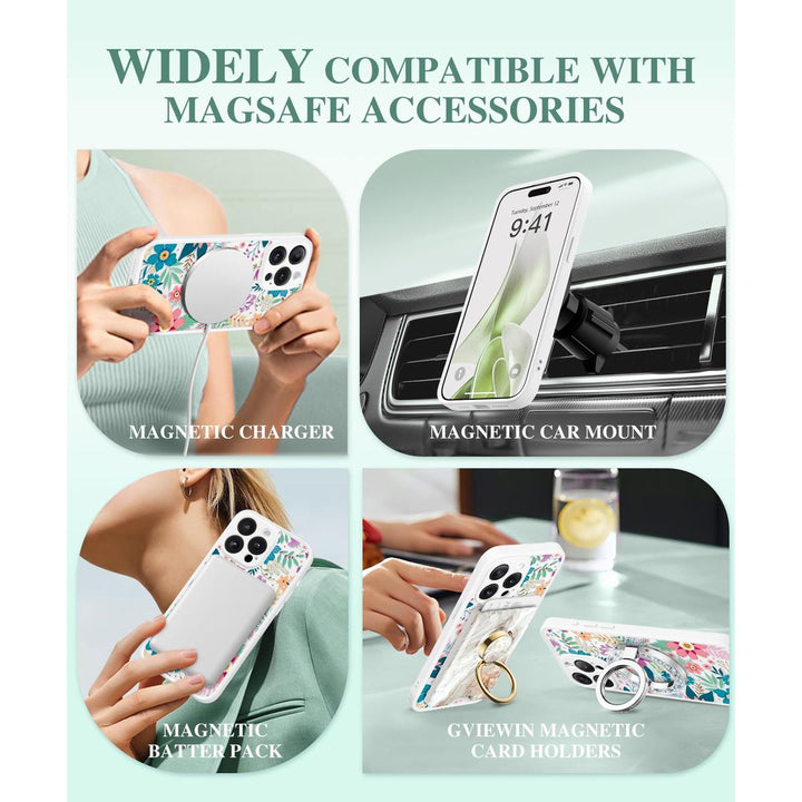 GVIEWIN Floral MagCase for iPhone 15 Pro Max - DOKUTRONIX