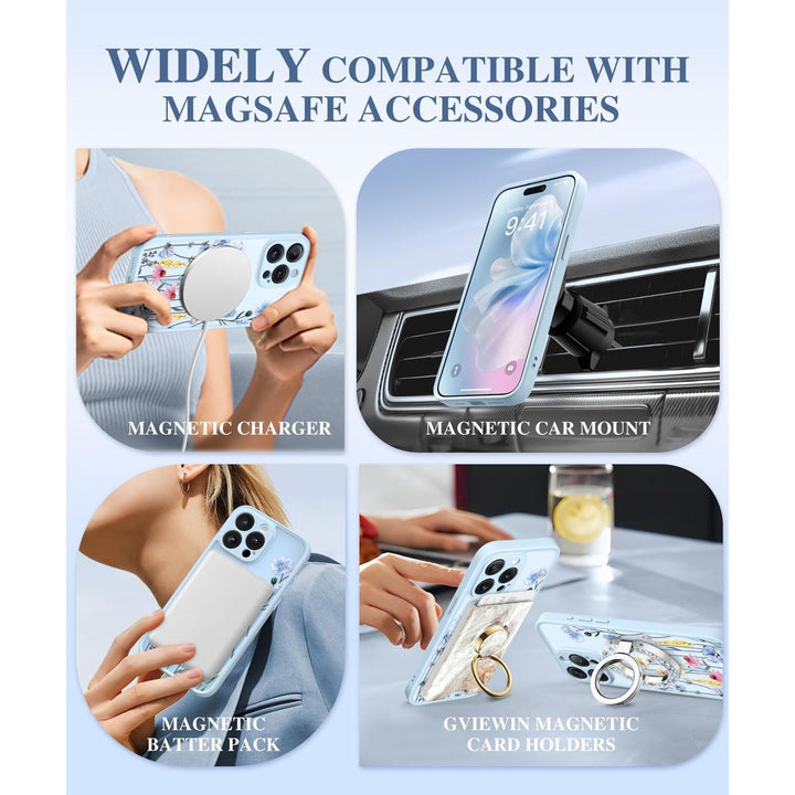 GVIEWIN Floral MagCase for iPhone 15 Pro Max - DOKUTRONIX