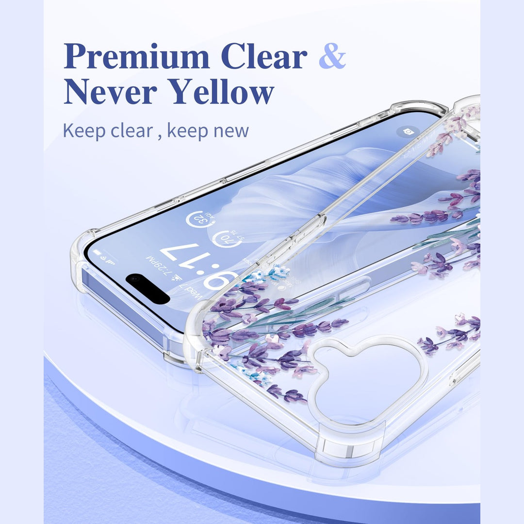 GVIEWIN Floral Slim Case for iPhone 16 - Lavender - DOKUTRONIX