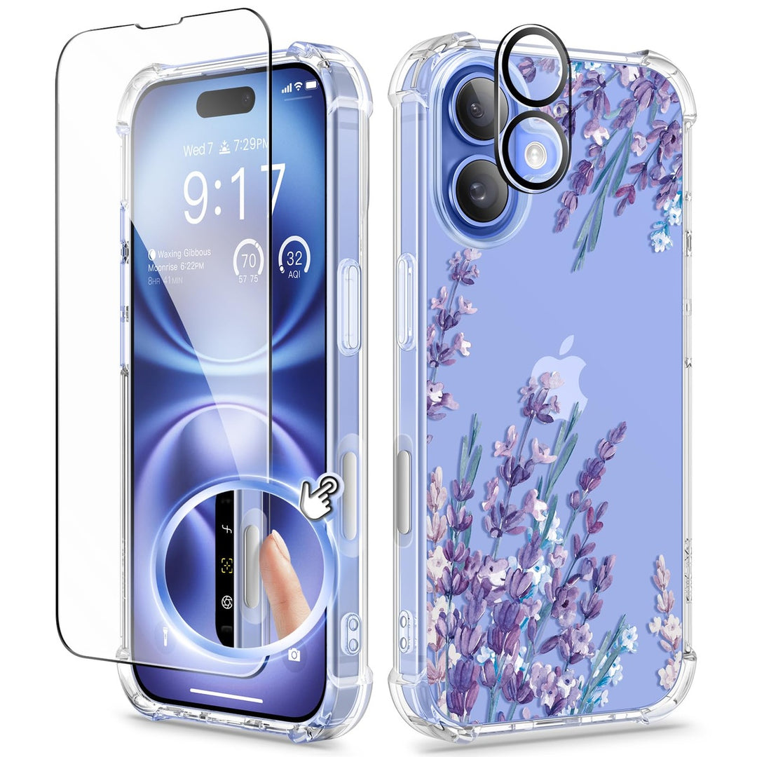 GVIEWIN Floral Slim Case for iPhone 16 - Lavender - DOKUTRONIX
