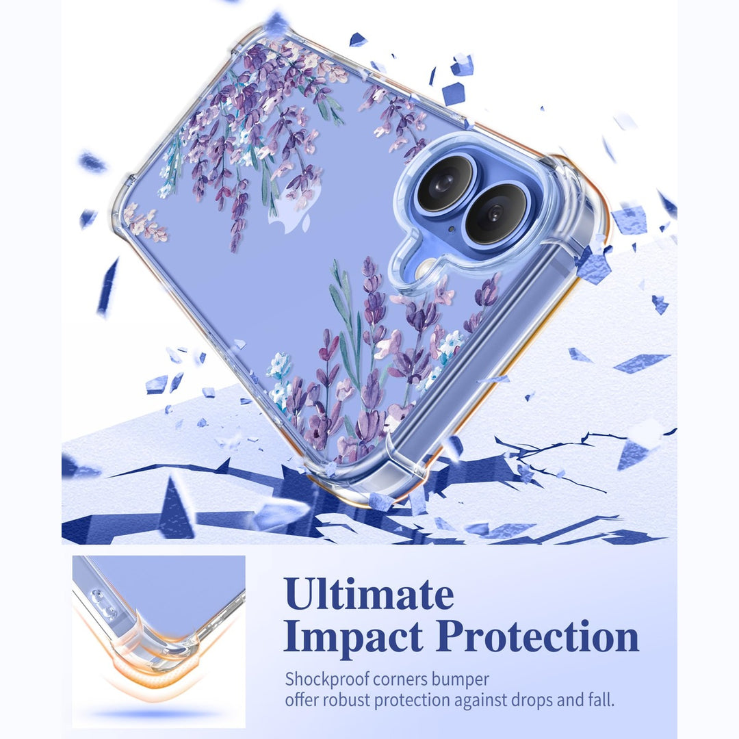GVIEWIN Floral Slim Case for iPhone 16 - Lavender - DOKUTRONIX