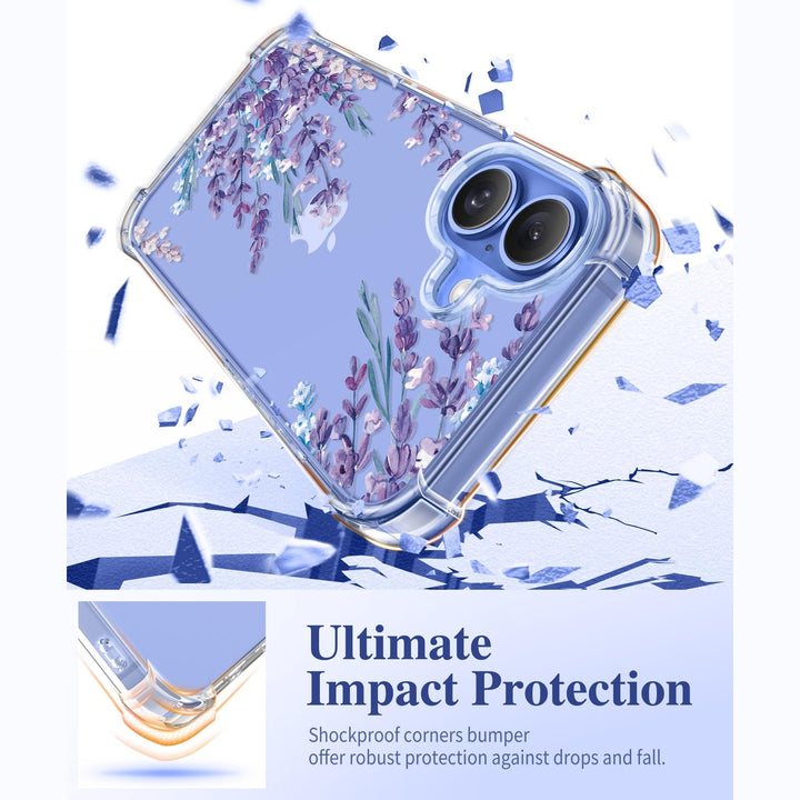 GVIEWIN Floral Slim Case for iPhone 16 - Lavender - DOKUTRONIX