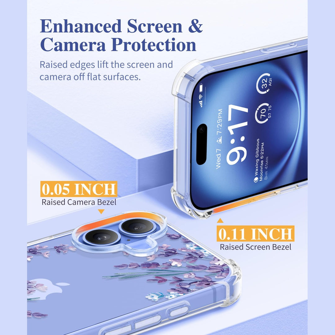 GVIEWIN Floral Slim Case for iPhone 16 - Lavender - DOKUTRONIX