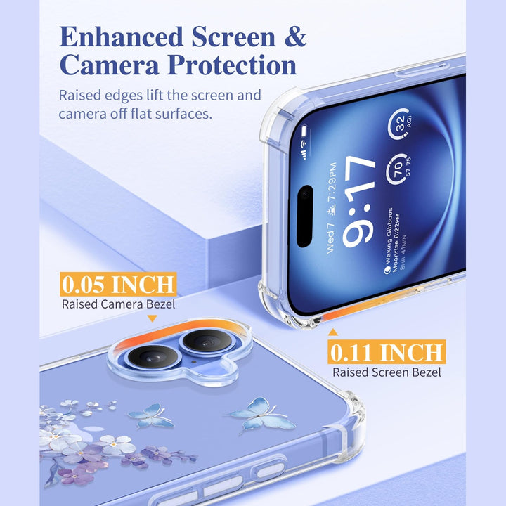 GVIEWIN Floral iPhone 16 Case & Protectors - Syringa - DOKUTRONIX