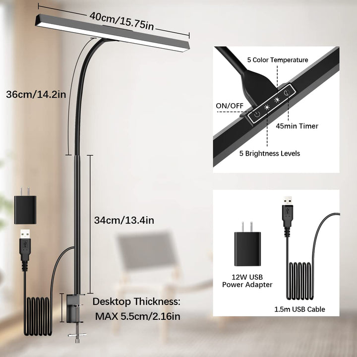 Hapfish BrightDesk LED Lamp - 31 Dimmable Light Bar - DOKUTRONIX