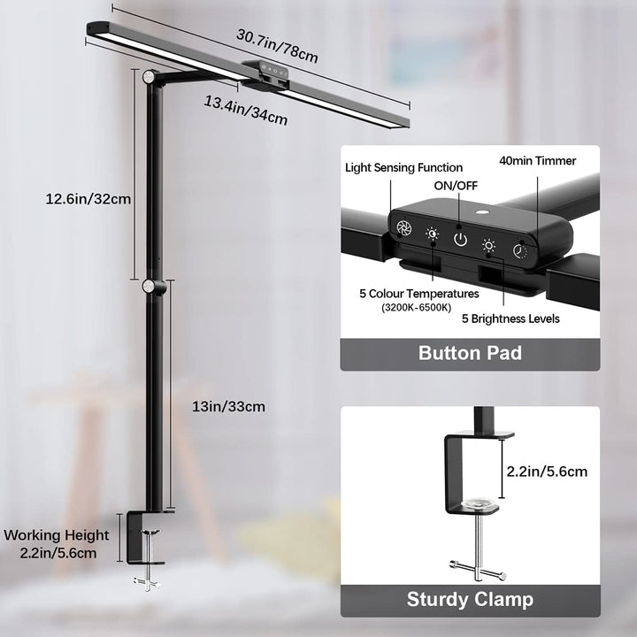 Hapfish BrightDesk LED Lamp - 31 Dimmable Light Bar - DOKUTRONIX