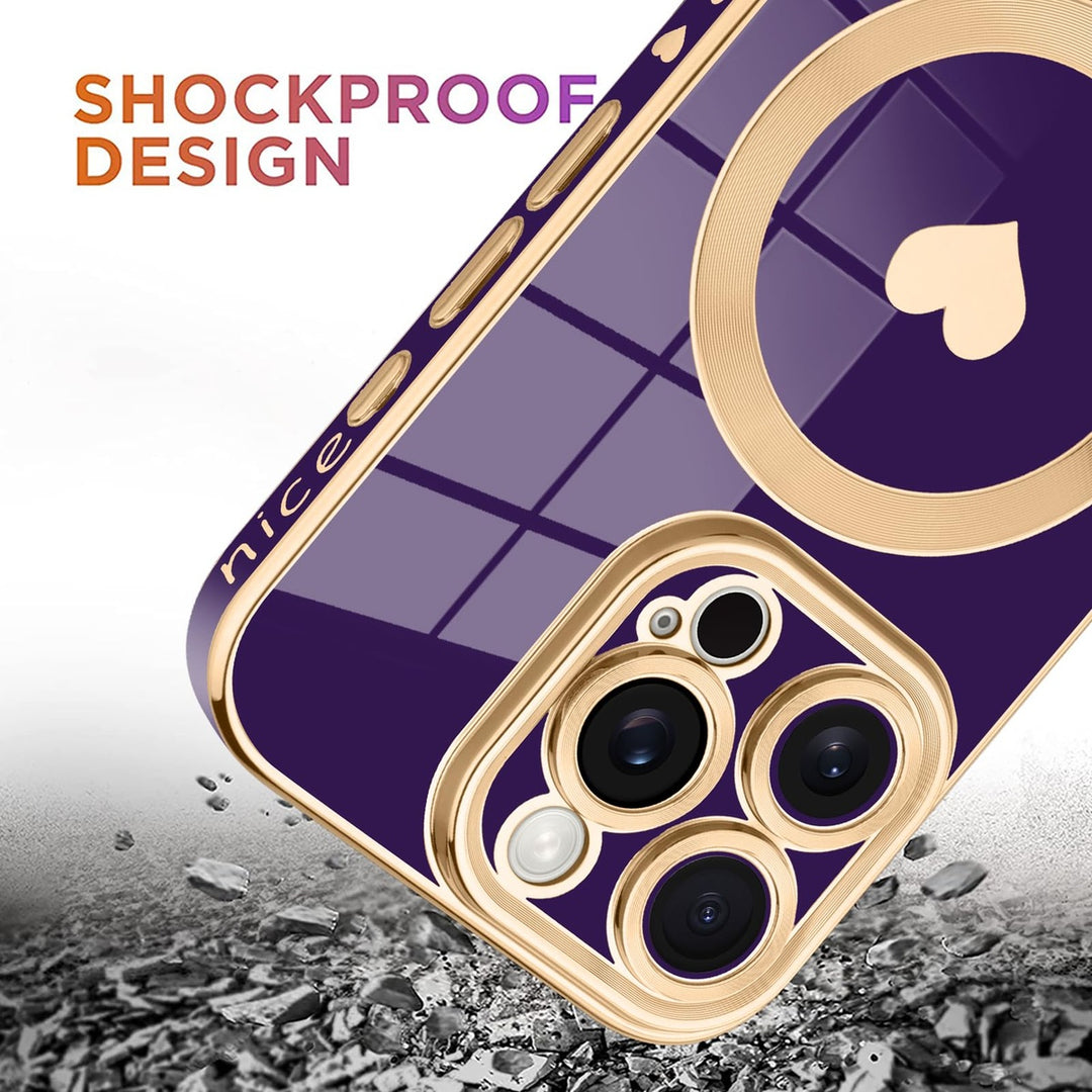 HeartGuard iPhone 16 Pro Max Case - Purple & Gold - DOKUTRONIX