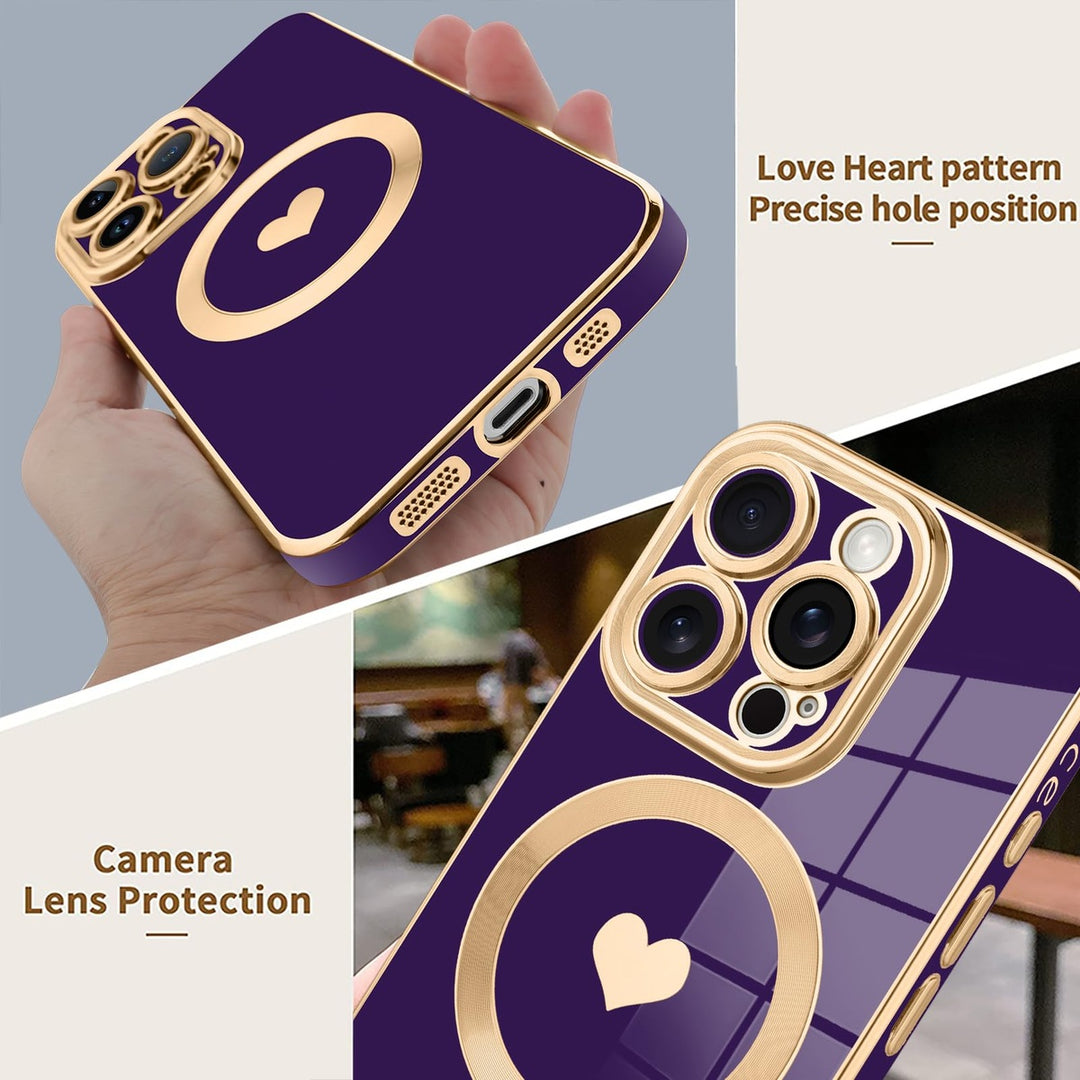 HeartGuard iPhone 16 Pro Max Case - Purple & Gold - DOKUTRONIX