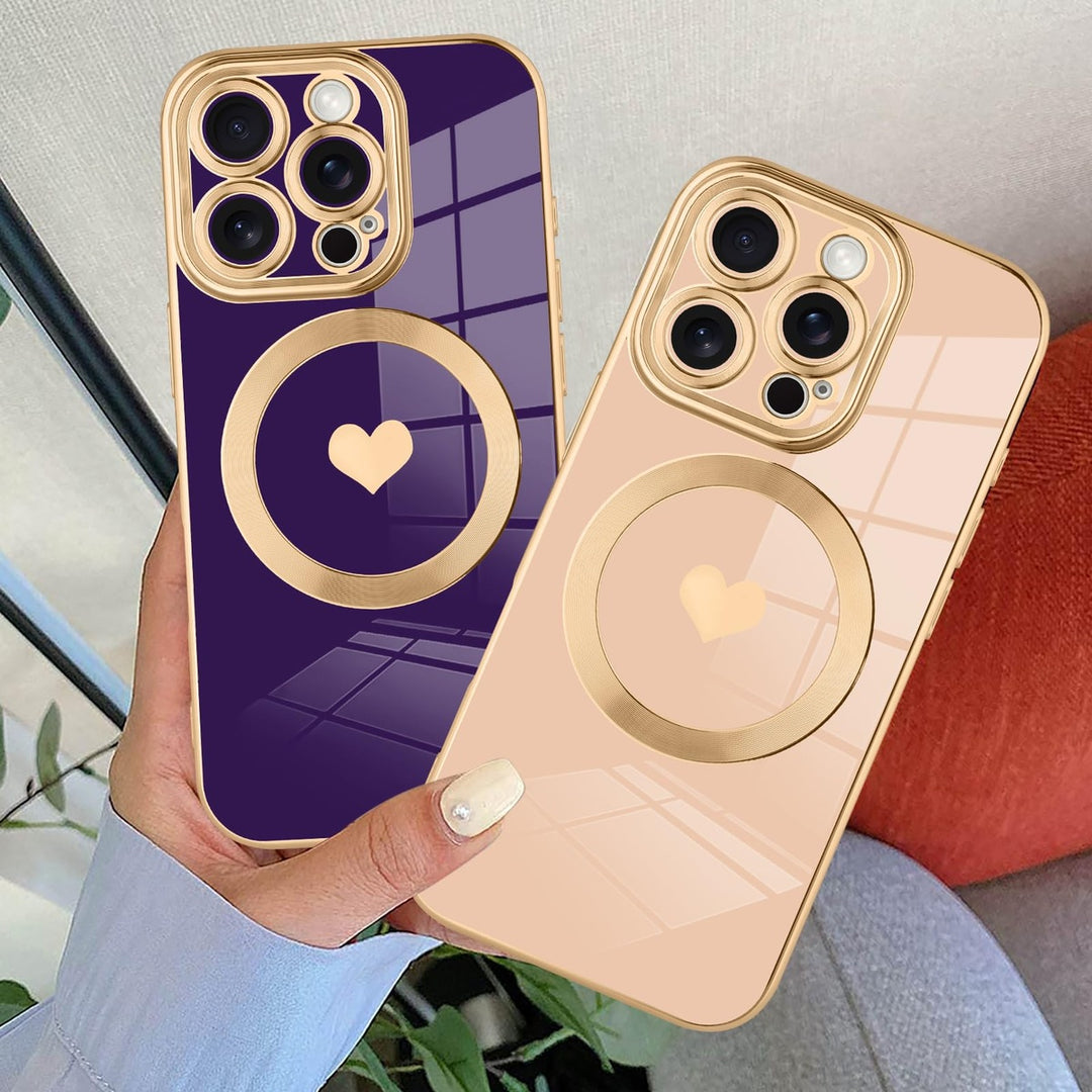HeartGuard iPhone 16 Pro Max Case - Purple & Gold - DOKUTRONIX