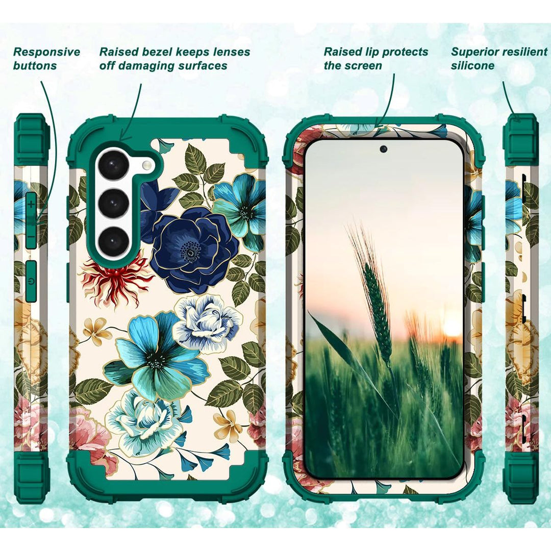 Teal Bloom Galaxy S23 Plus Armor Case - DOKUTRONIX