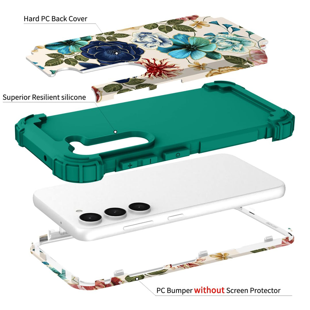 Teal Bloom Galaxy S23 Plus Armor Case - DOKUTRONIX