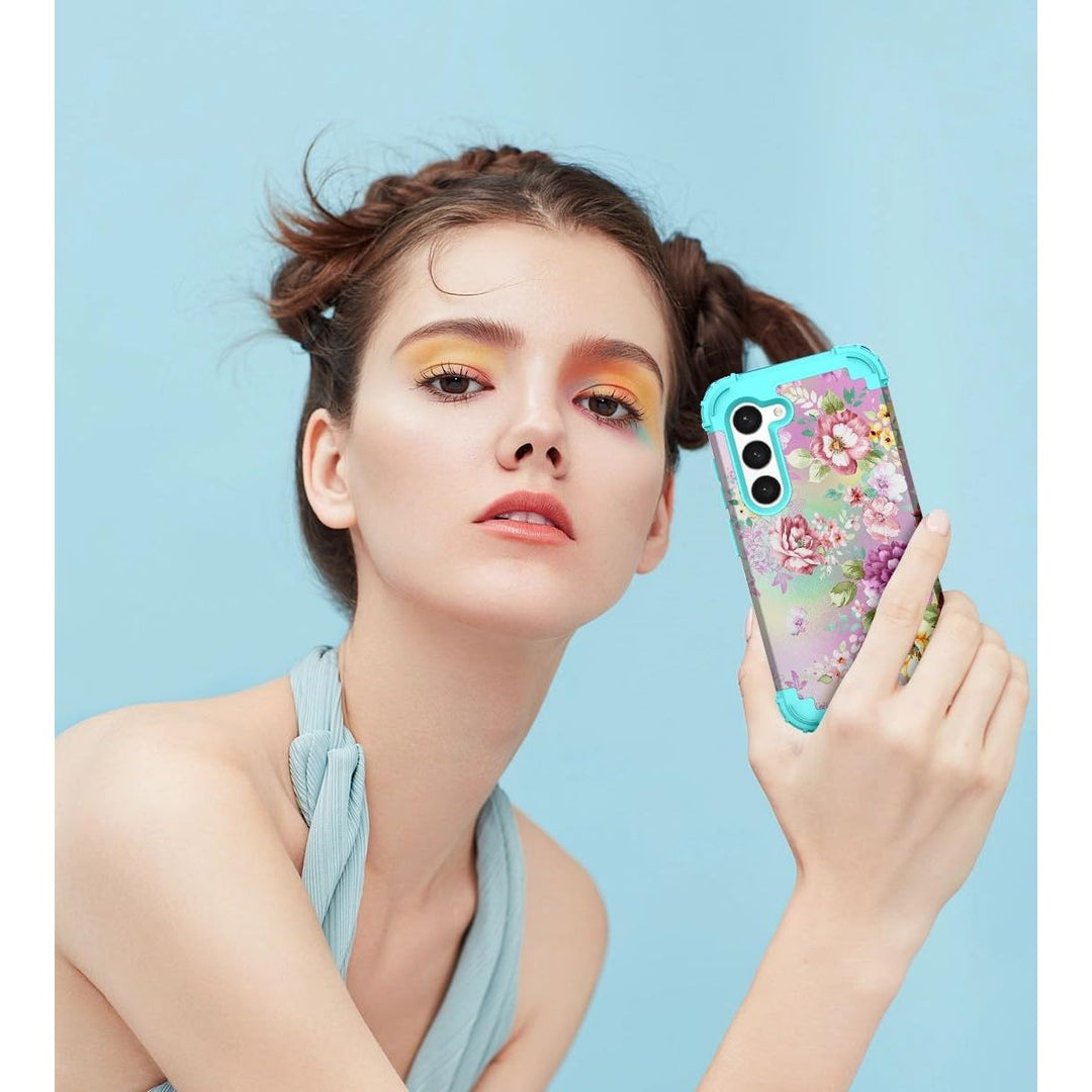 Teal Bloom Galaxy S23 Plus Armor Case - DOKUTRONIX