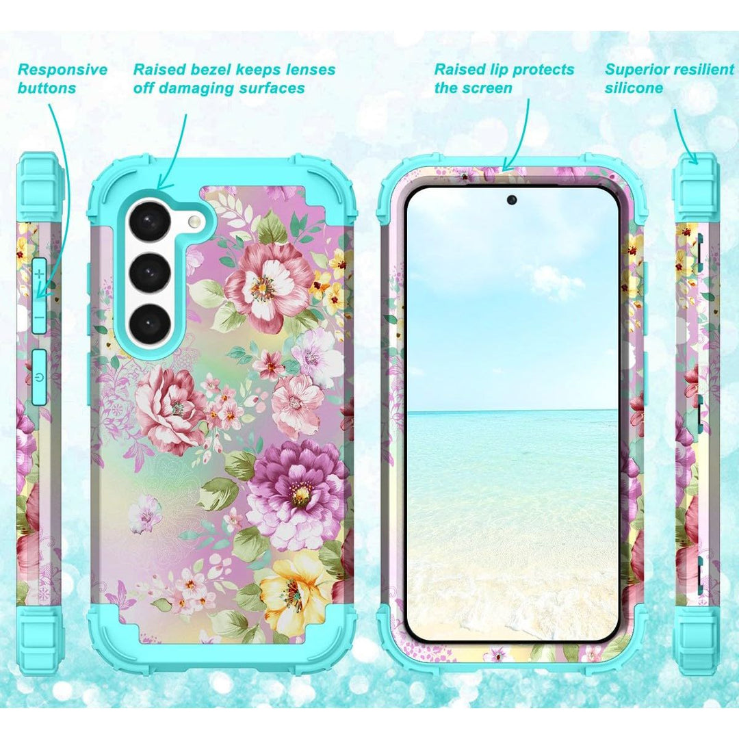 Teal Bloom Galaxy S23 Plus Armor Case - DOKUTRONIX