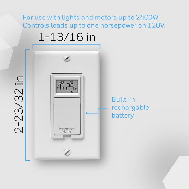 Honeywell Home RPLS730B1000 7-Day Programmable Light Switch Timer, White - DOKUTRONIX