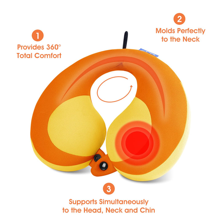 Infanzia Travel Neck Pillow for Kids - Orange Comfort - DOKUTRONIX