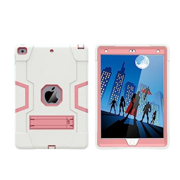 Cantis Case for iPad 9th/8th/7th Generation - Slim Shockproof Rugged Protective Case with Built-in Stand, White+Rose