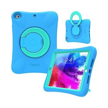 PEPKOO Kids Case for iPad 9th/8th/7th Generation 10.2 inch - Lightweight Shockproof, Folding Handle Stand, Blue Mint