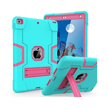 Cantis Case for iPad 9th/8th/7th Generation - Slim Shockproof Rugged Protective Case with Built-in Stand, Teal+Rose