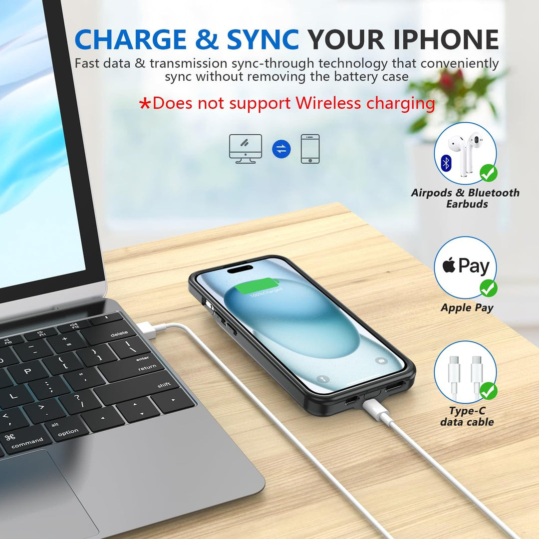 iPhone 16 Pro Max Slim Power Case 8500mAh Black - DOKUTRONIX