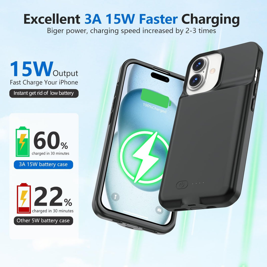 iPhone 16 Pro Max Slim Power Case 8500mAh Black - DOKUTRONIX