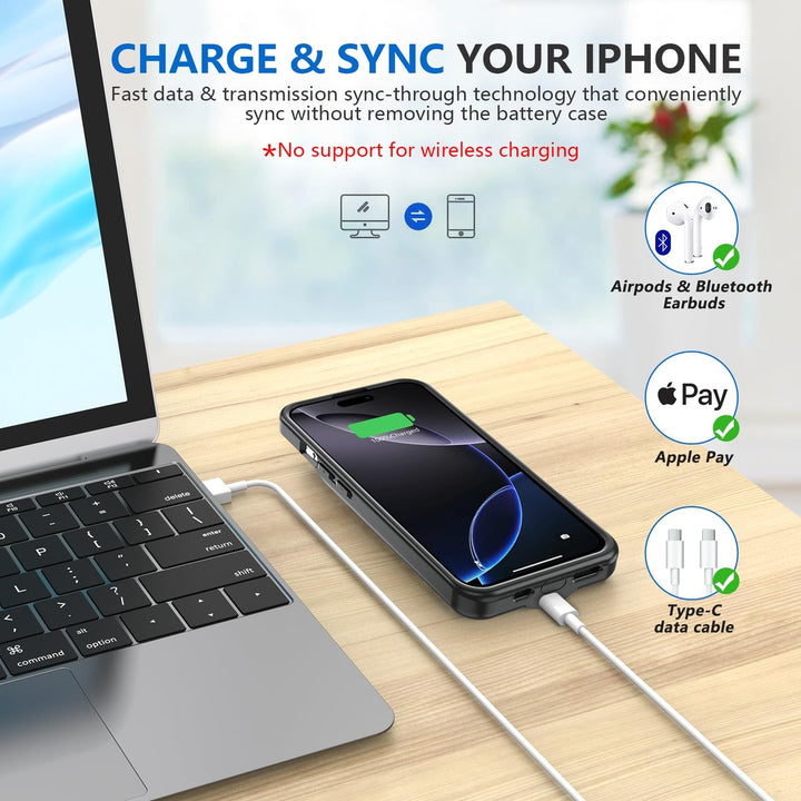 iPhone 16 Pro Max Slim Power Case 8500mAh Black - DOKUTRONIX