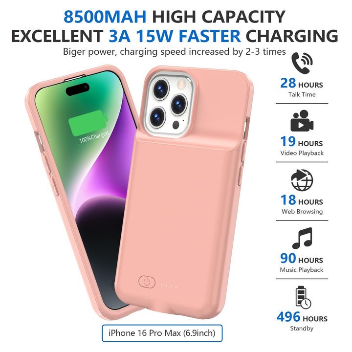 iPhone 16 Pro Max Slim Power Case 8500mAh Black - DOKUTRONIX