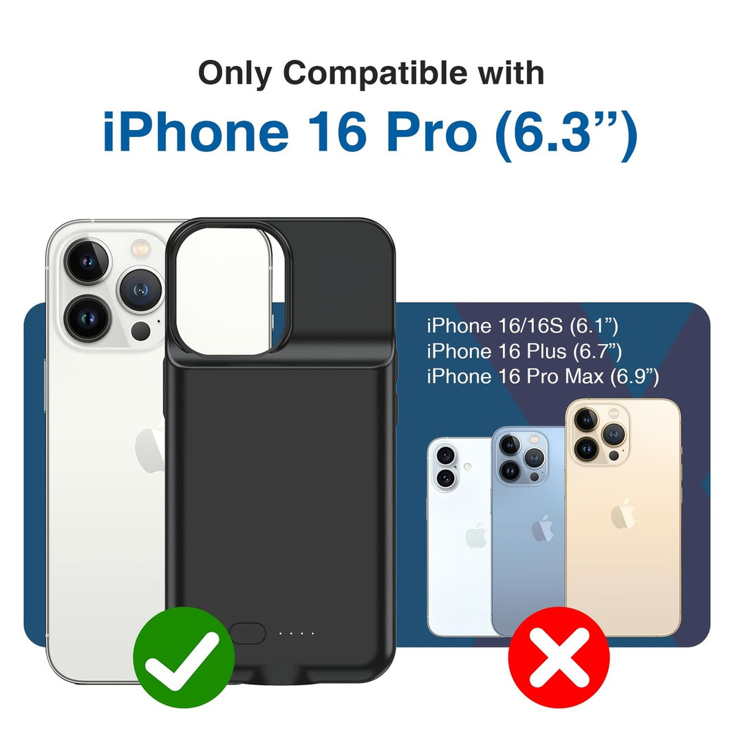 iPhone 16 Pro Max Slim Power Case 8500mAh Black - DOKUTRONIX