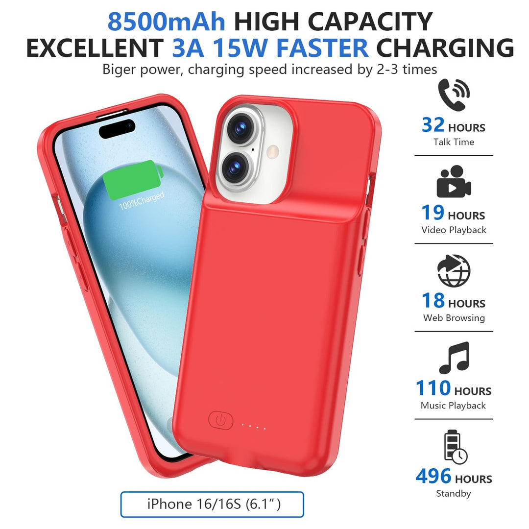 iPhone 16 Pro Max Slim Power Case 8500mAh Black - DOKUTRONIX