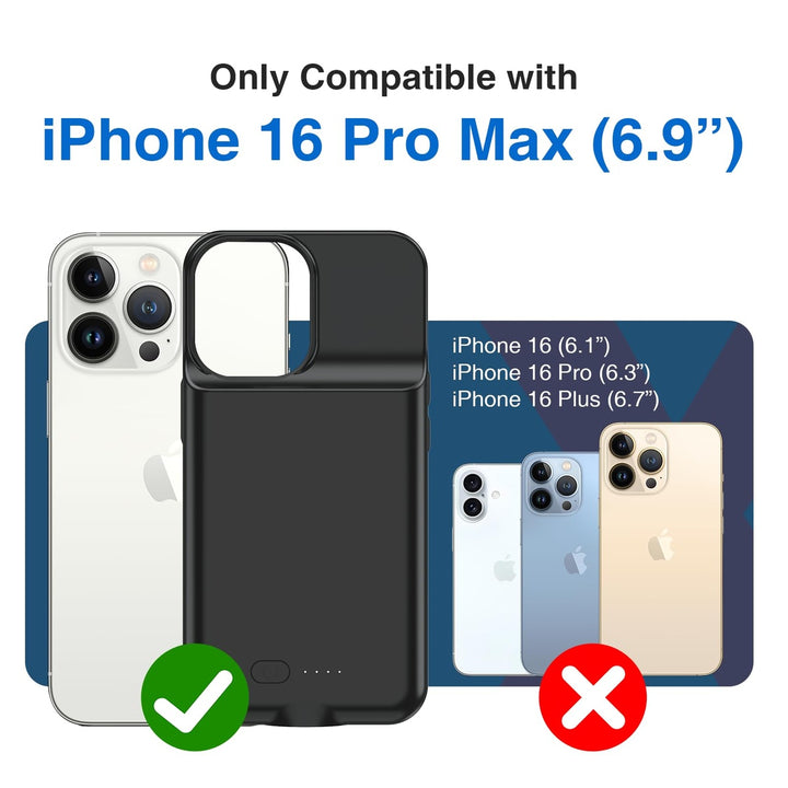 iPhone 16 Pro Max Slim Power Case 8500mAh Black - DOKUTRONIX