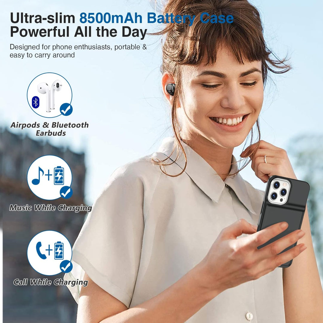 iPhone 16 Pro Max Slim Power Case 8500mAh Black - DOKUTRONIX