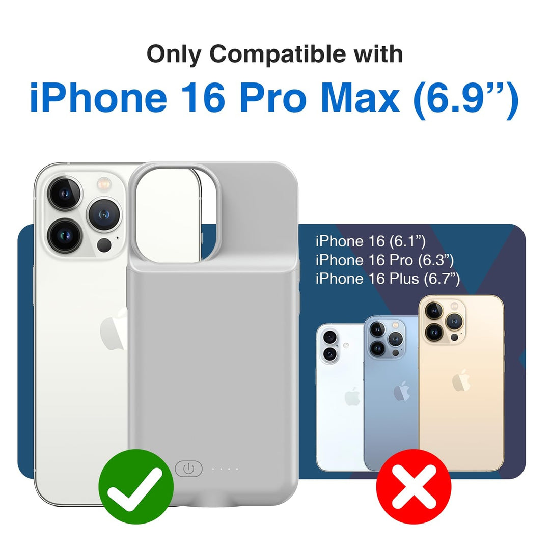 iPhone 16 Pro Max Slim Power Case 8500mAh Black - DOKUTRONIX