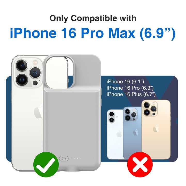 iPhone 16 Pro Max Slim Power Case 8500mAh Black - DOKUTRONIX