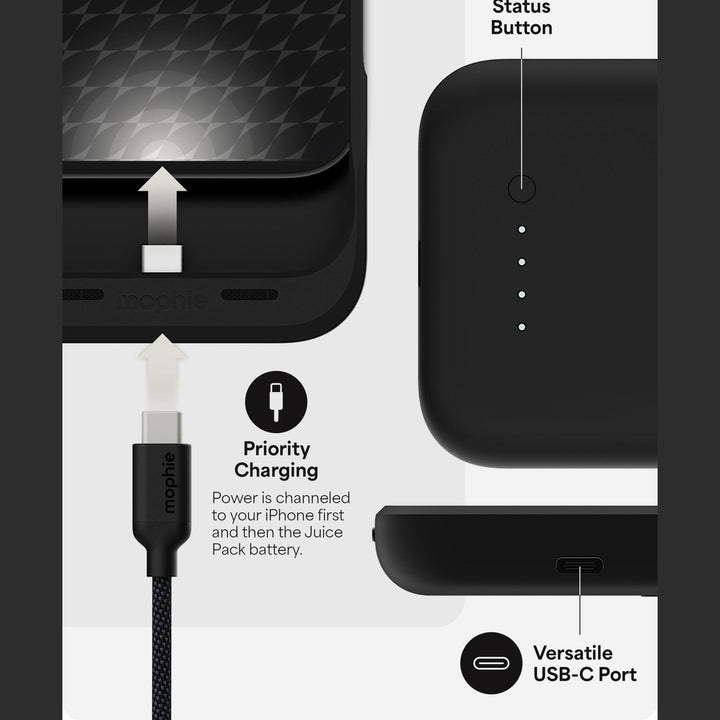 Mophie Max Power Case – 3000mAh Battery Case for iPhone 16/16 Pro/16 Pro Max - DOKUTRONIX