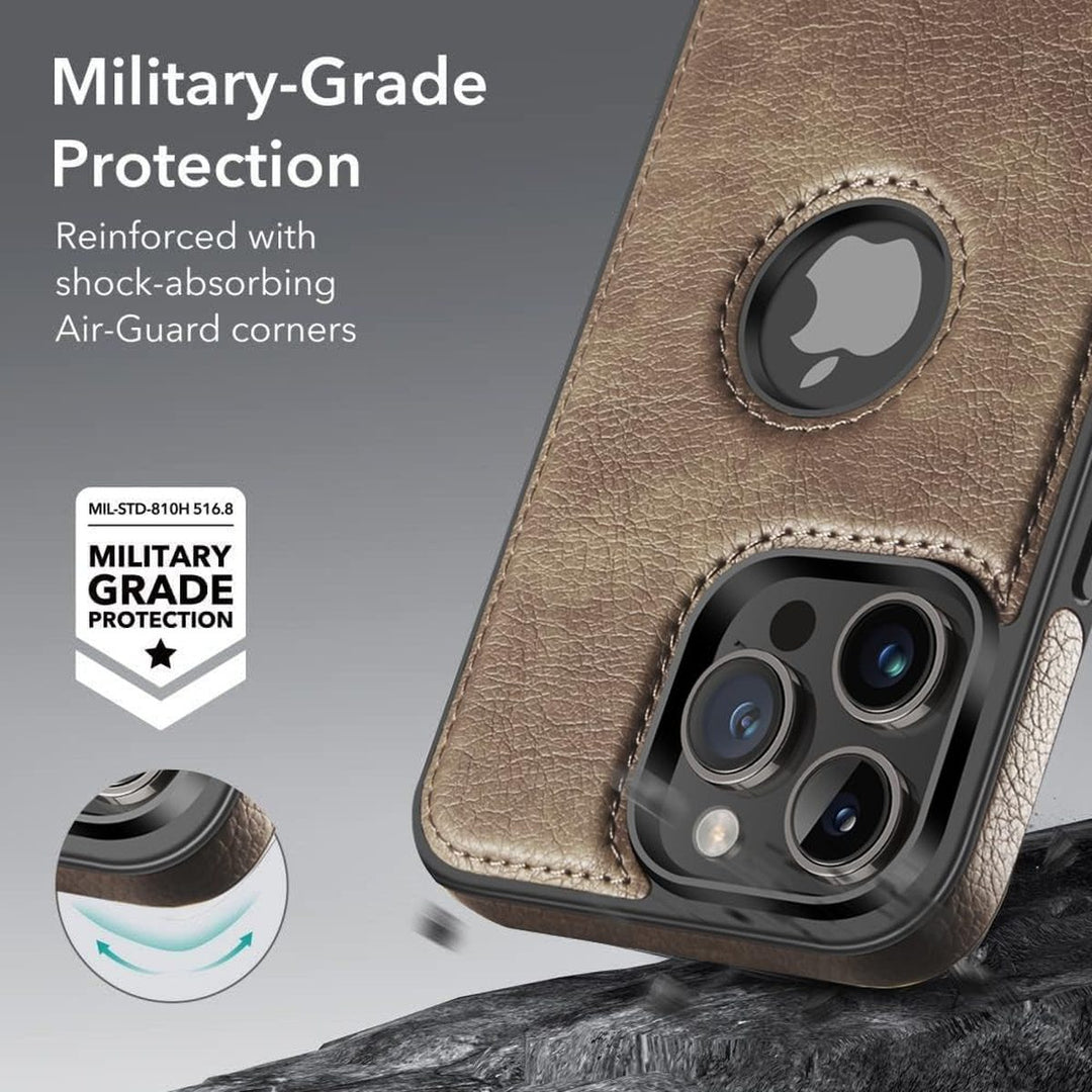 iPhone 16 Pro Max Brown Leather MagSafe Case with Kickstand - DOKUTRONIX