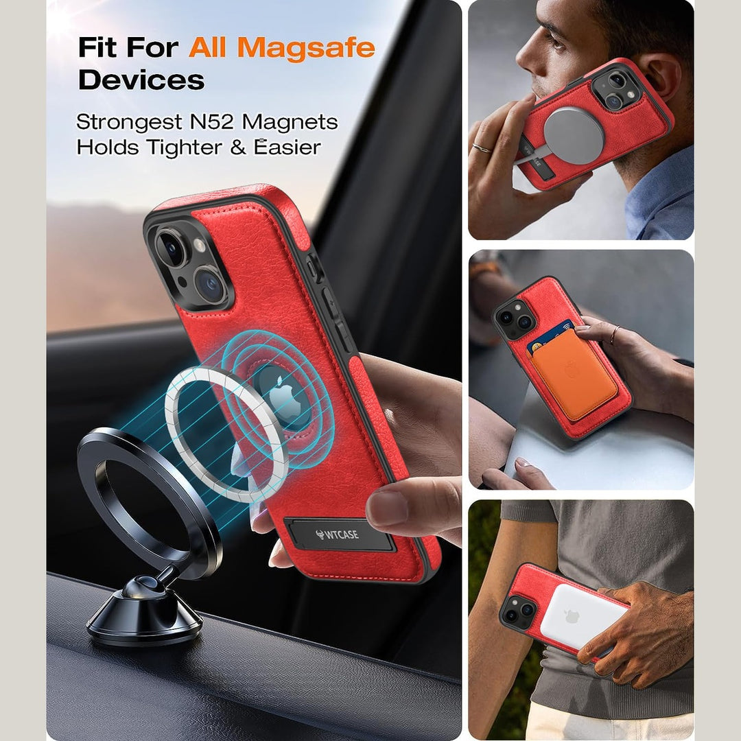 iPhone 16 Pro Max Brown Leather MagSafe Case with Kickstand - DOKUTRONIX