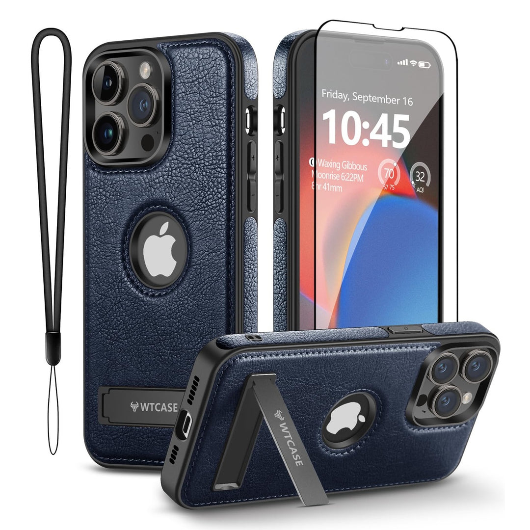 iPhone 16 Pro Max Brown Leather MagSafe Case with Kickstand - DOKUTRONIX