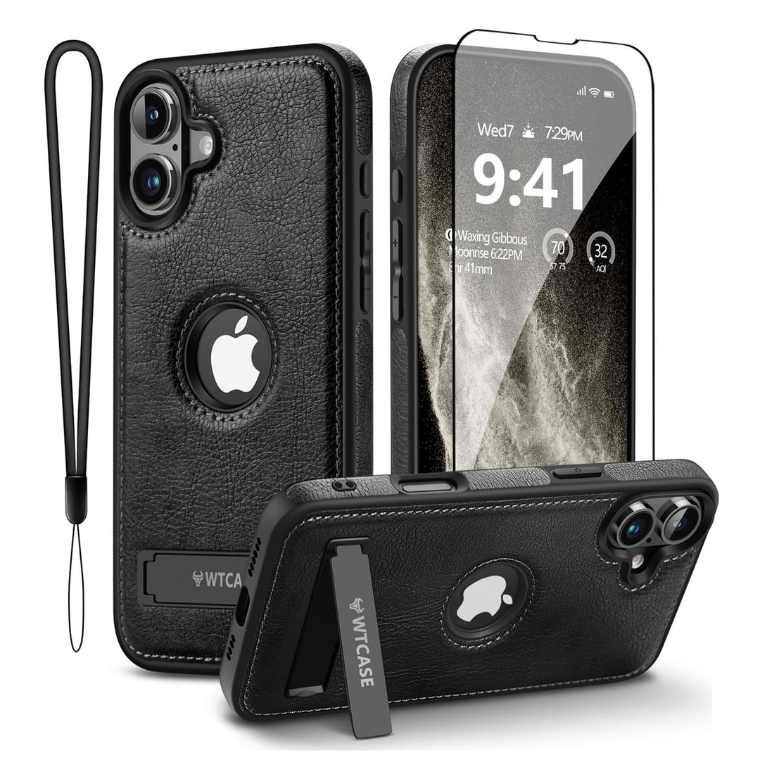 iPhone 16 Pro Max Brown Leather MagSafe Case with Kickstand - DOKUTRONIX