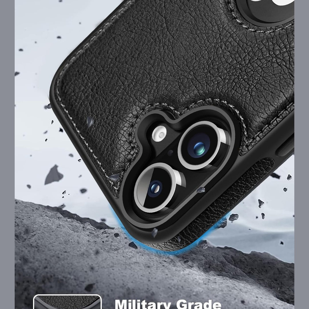 iPhone 16 Pro Max Brown Leather MagSafe Case with Kickstand - DOKUTRONIX