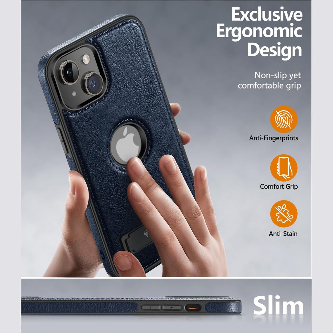 iPhone 16 Pro Max Brown Leather MagSafe Case with Kickstand - DOKUTRONIX