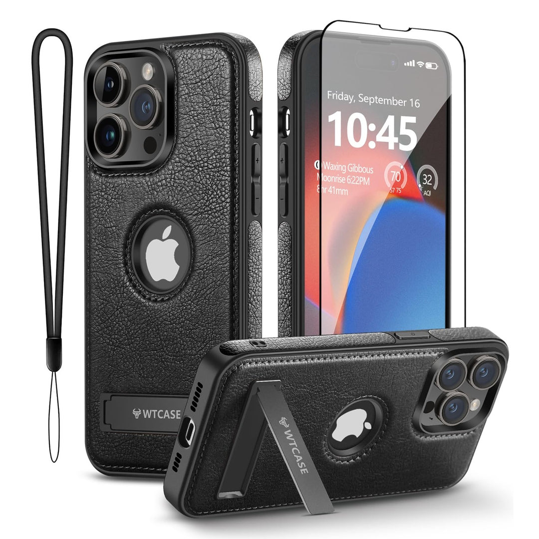 iPhone 16 Pro Max Brown Leather MagSafe Case with Kickstand - DOKUTRONIX