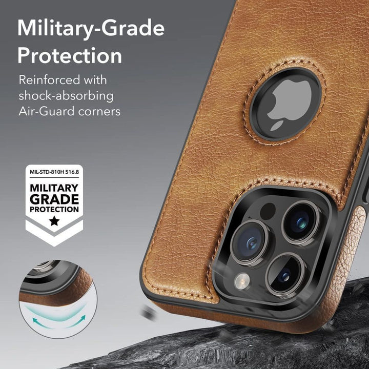 iPhone 16 Pro Max Brown Leather MagSafe Case with Kickstand - DOKUTRONIX