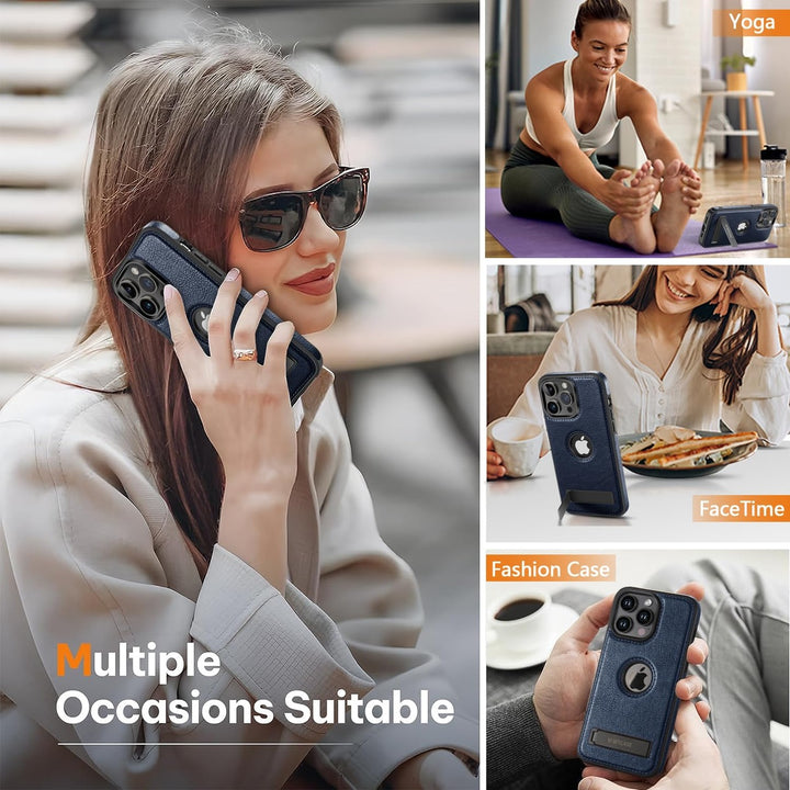 iPhone 16 Pro Max Brown Leather MagSafe Case with Kickstand - DOKUTRONIX