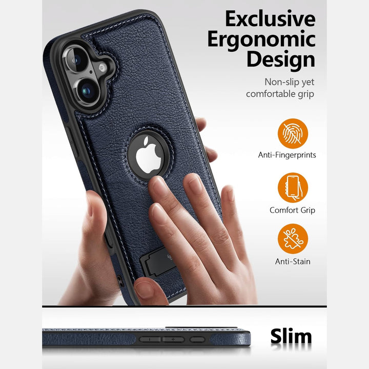 iPhone 16 Pro Max Brown Leather MagSafe Case with Kickstand - DOKUTRONIX