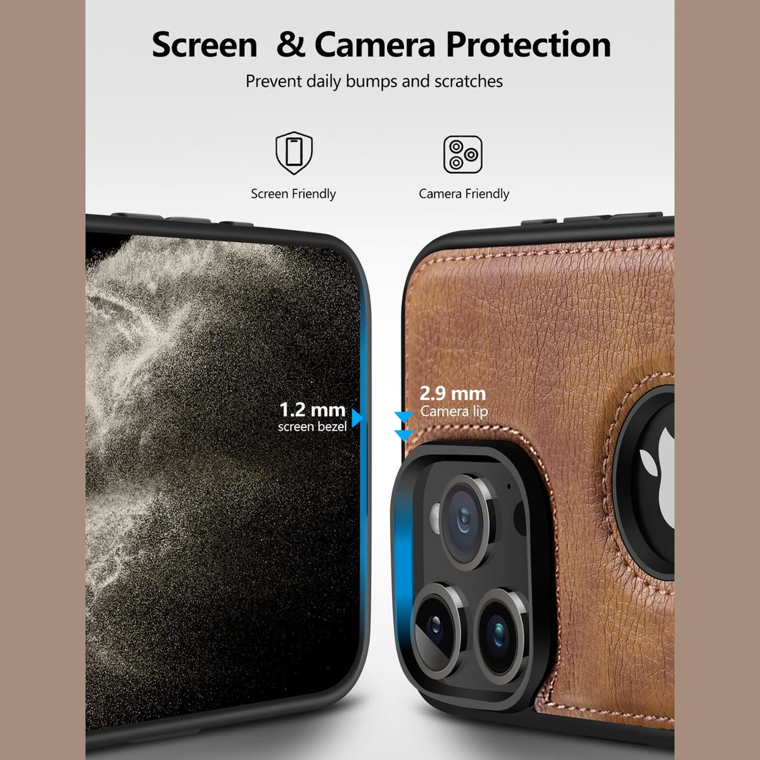 iPhone 16 Pro Max Brown Leather MagSafe Case with Kickstand - DOKUTRONIX