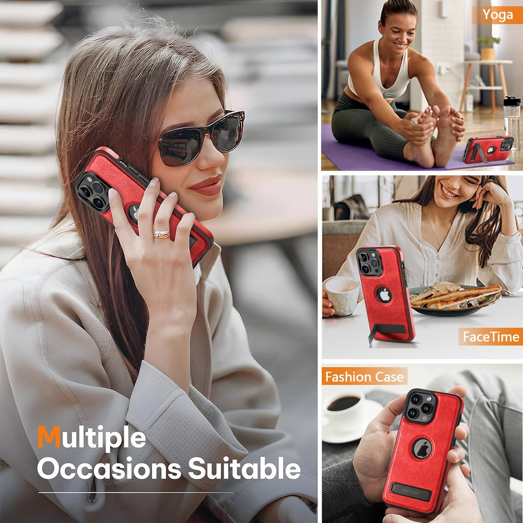 iPhone 16 Pro Max Brown Leather MagSafe Case with Kickstand - DOKUTRONIX